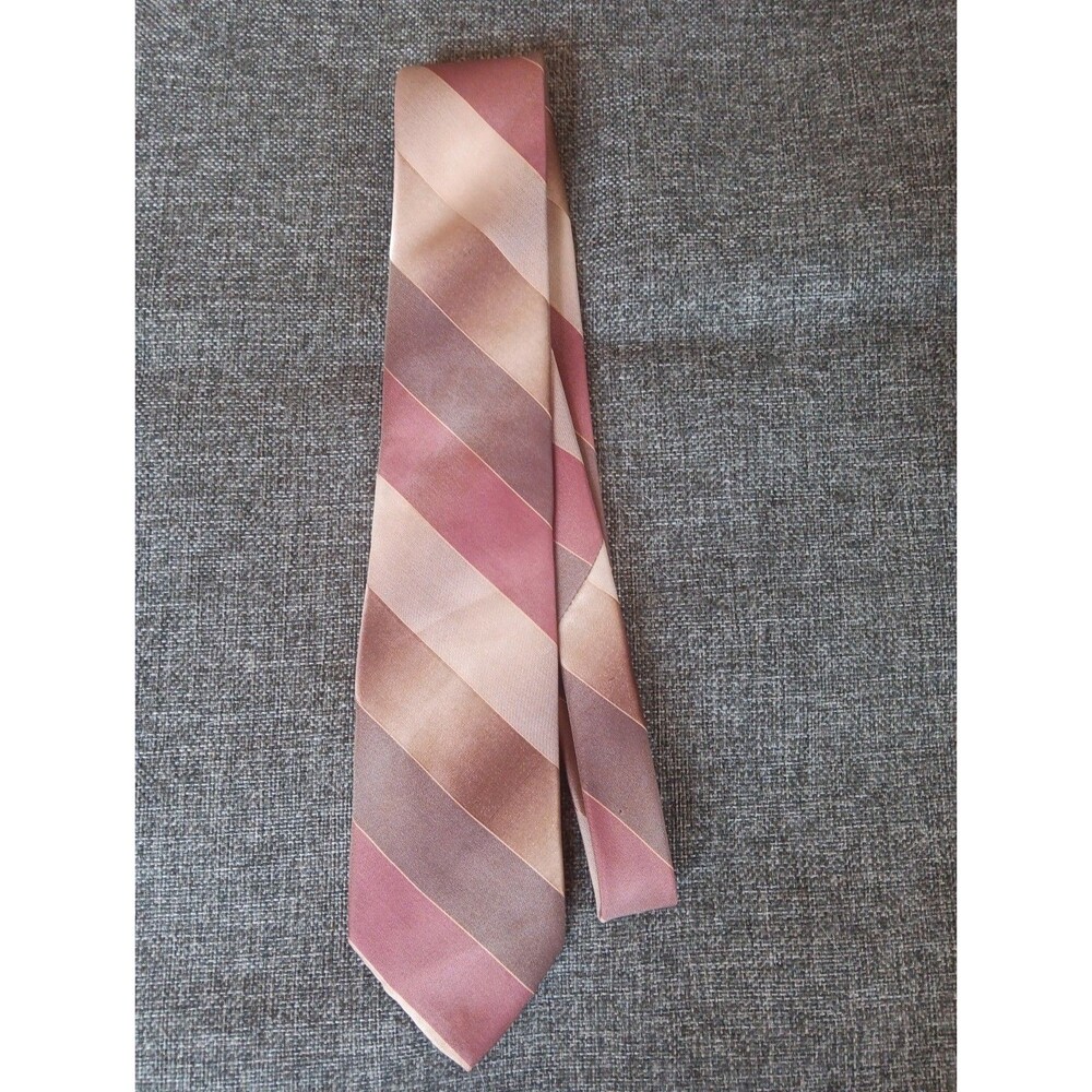 Manhattan 70s 80s 90s Y2K Mens Brown Beige Stripe 3 Wide 58 Long